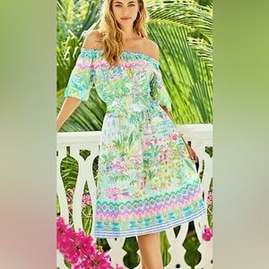 LP Camille Off the Shoulder Dress in Multi Island Hopping Sz XL